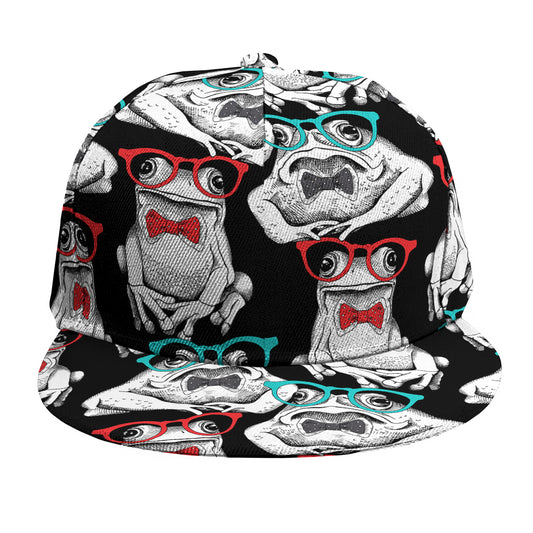 Hipster Frog Pattern Print Snapback Cap