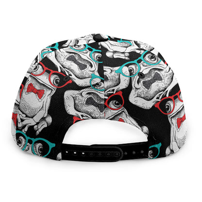 Hipster Frog Pattern Print Snapback Cap