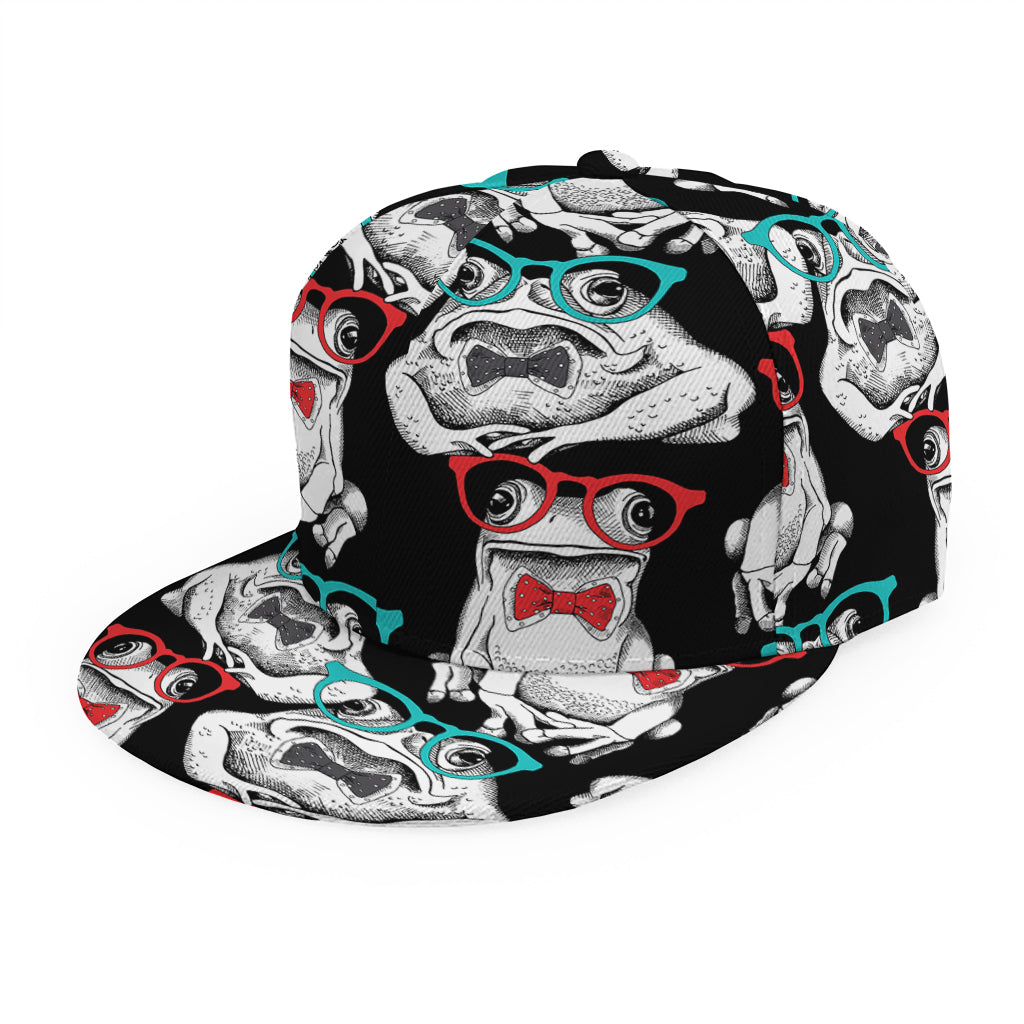 Hipster Frog Pattern Print Snapback Cap