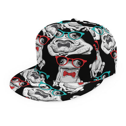 Hipster Frog Pattern Print Snapback Cap