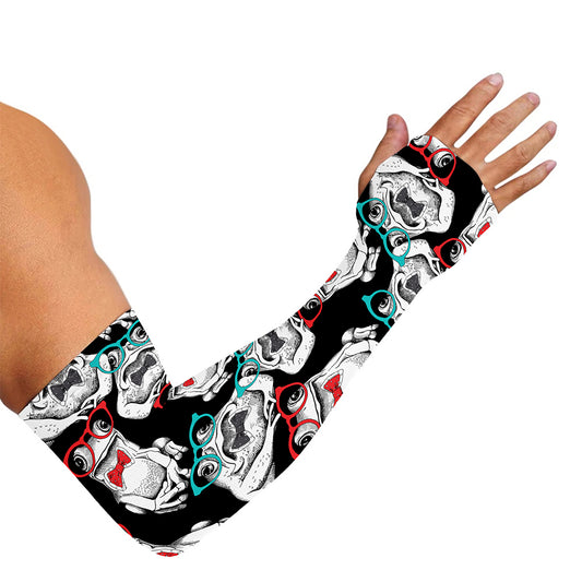 Hipster Frog Pattern Print Sun Protection Arm Sleeves