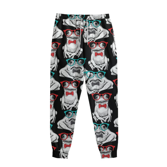 Hipster Frog Pattern Print Sweatpants