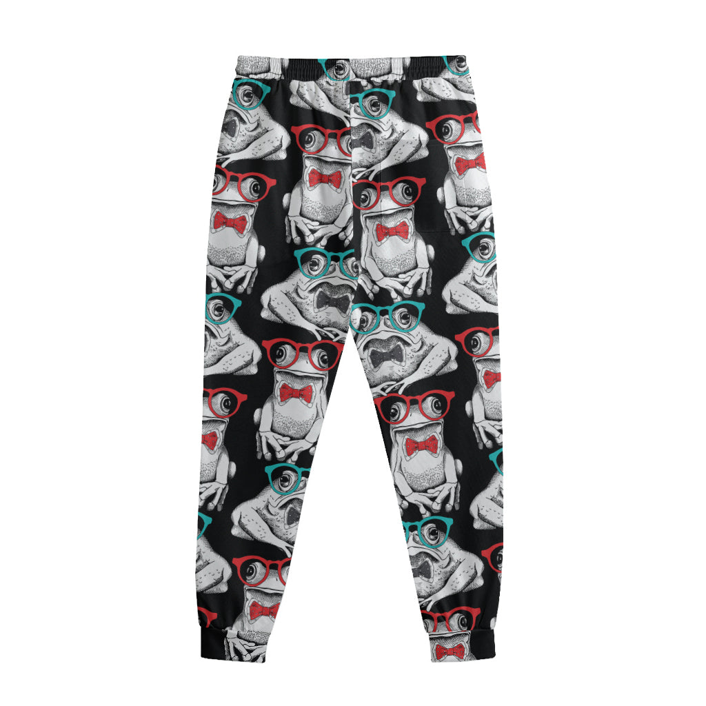 Hipster Frog Pattern Print Sweatpants
