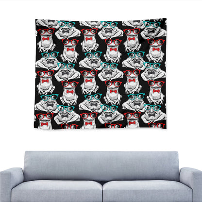 Hipster Frog Pattern Print Tapestry