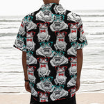 Hipster Frog Pattern Print Textured Short Sleeve Shirt