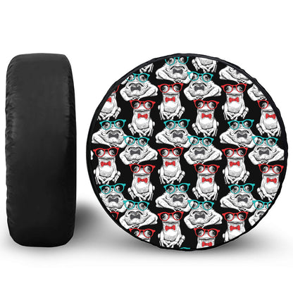 Hipster Frog Pattern Print Tire Cover