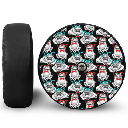 Hipster Frog Pattern Print Tire Cover With Camera Hole