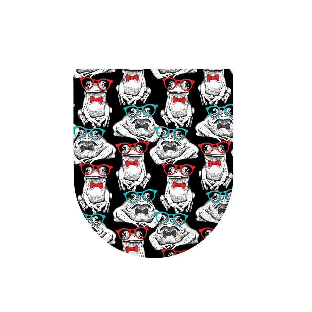 Hipster Frog Pattern Print Toilet Lid Cover