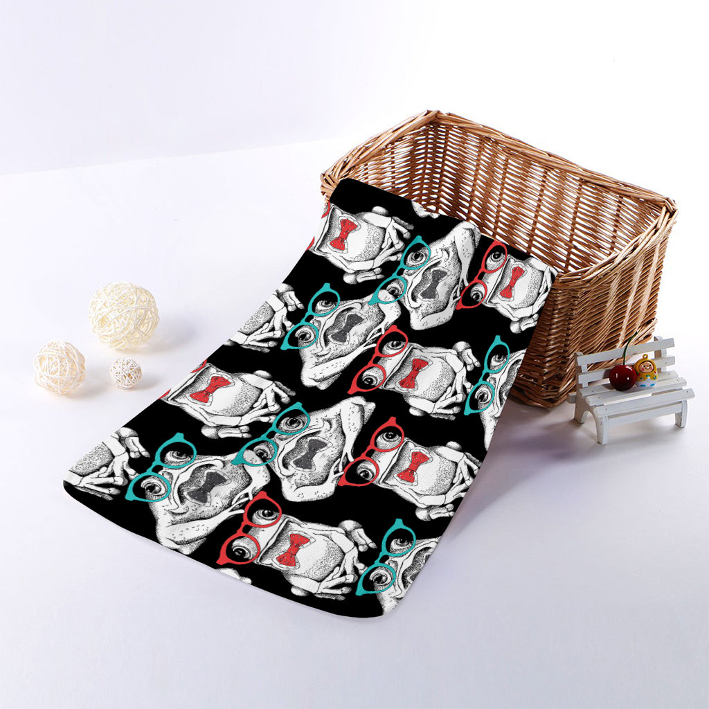 Hipster Frog Pattern Print Towel