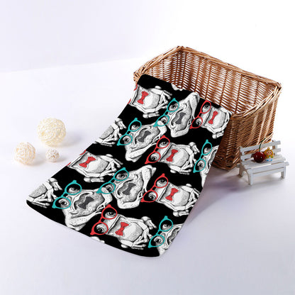 Hipster Frog Pattern Print Towel