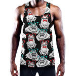 Hipster Frog Pattern Print Training Tank Top