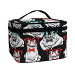 Hipster Frog Pattern Print Travel Makeup Bag