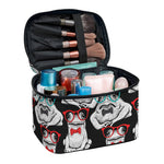 Hipster Frog Pattern Print Travel Makeup Bag