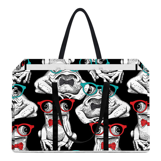 Hipster Frog Pattern Print Utility Tote Bag