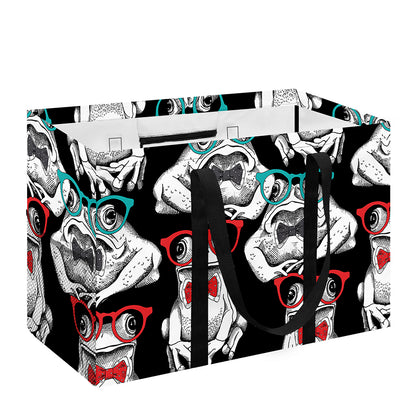 Hipster Frog Pattern Print Utility Tote Bag