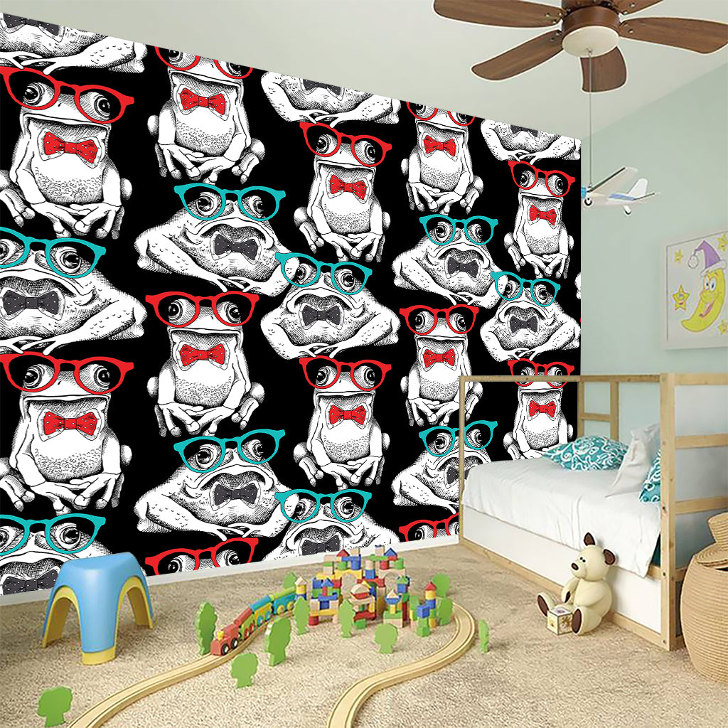 Hipster Frog Pattern Print Wall Sticker
