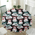 Hipster Frog Pattern Print Waterproof Round Tablecloth