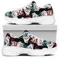 Hipster Frog Pattern Print White Chunky Shoes
