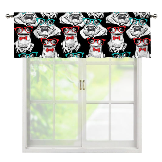 Hipster Frog Pattern Print Window Valance