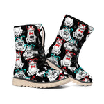 Hipster Frog Pattern Print Winter Boots