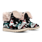 Hipster Frog Pattern Print Winter Boots
