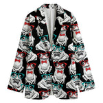 Hipster Frog Pattern Print Women's Blazer