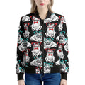 Hipster Frog Pattern Print Women's Bomber Jacket