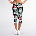 Hipster Frog Pattern Print Women's Capri Leggings