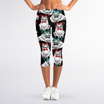 Hipster Frog Pattern Print Women's Capri Leggings
