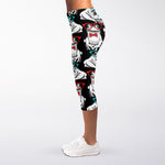 Hipster Frog Pattern Print Women's Capri Leggings