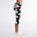 Hipster Frog Pattern Print Women's Capri Leggings
