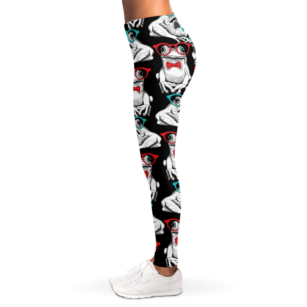 Hipster Frog Pattern Print Women's Leggings