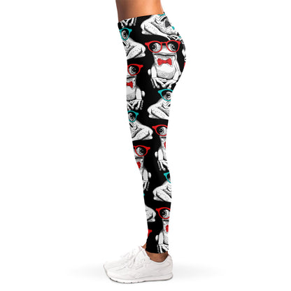 Hipster Frog Pattern Print Women's Leggings