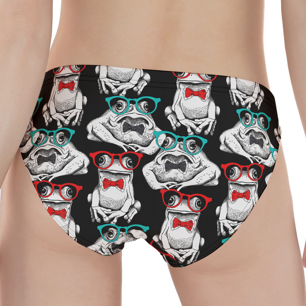 Hipster Frog Pattern Print Women's Panties