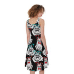 Hipster Frog Pattern Print Women's Sleeveless Dress