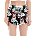 Hipster Frog Pattern Print Women's Split Running Shorts