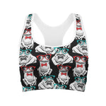 Hipster Frog Pattern Print Women's Sports Bra