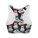 Hipster Frog Pattern Print Women's Sports Bra