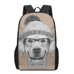 Hipster Golden Retriever Print 17 Inch Backpack