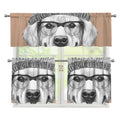 Hipster Golden Retriever Print 3 Piece Kitchen Curtains