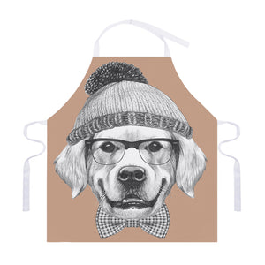 Hipster Golden Retriever Print Adjustable Apron