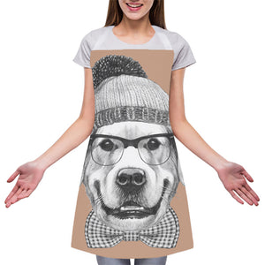 Hipster Golden Retriever Print Adjustable Apron