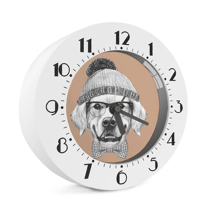 Hipster Golden Retriever Print Alarm Clock