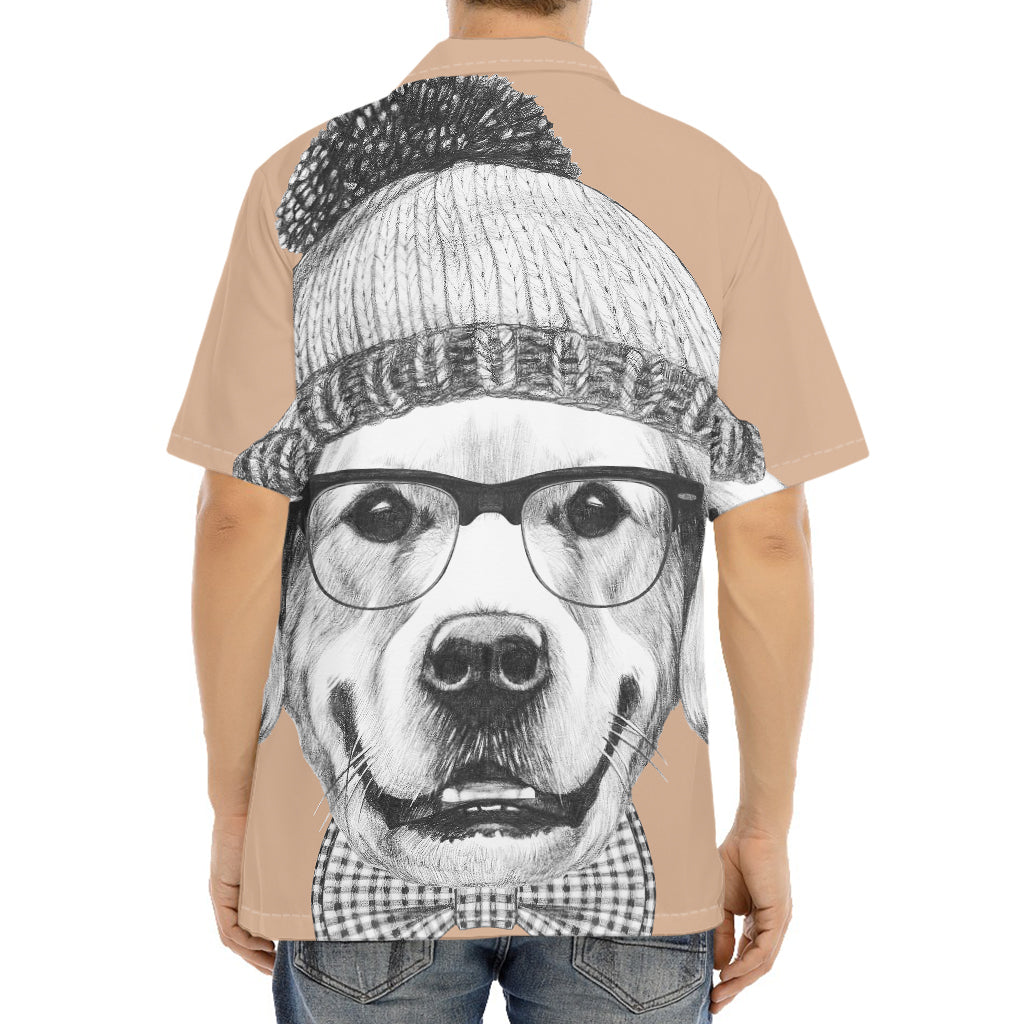 Hipster Golden Retriever Print Aloha Shirt