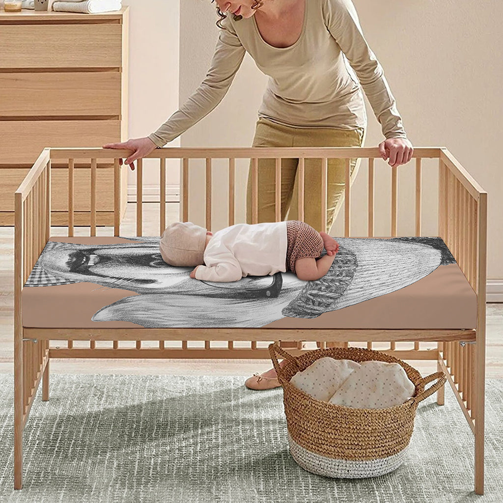 Hipster Golden Retriever Print Baby Crib Sheet