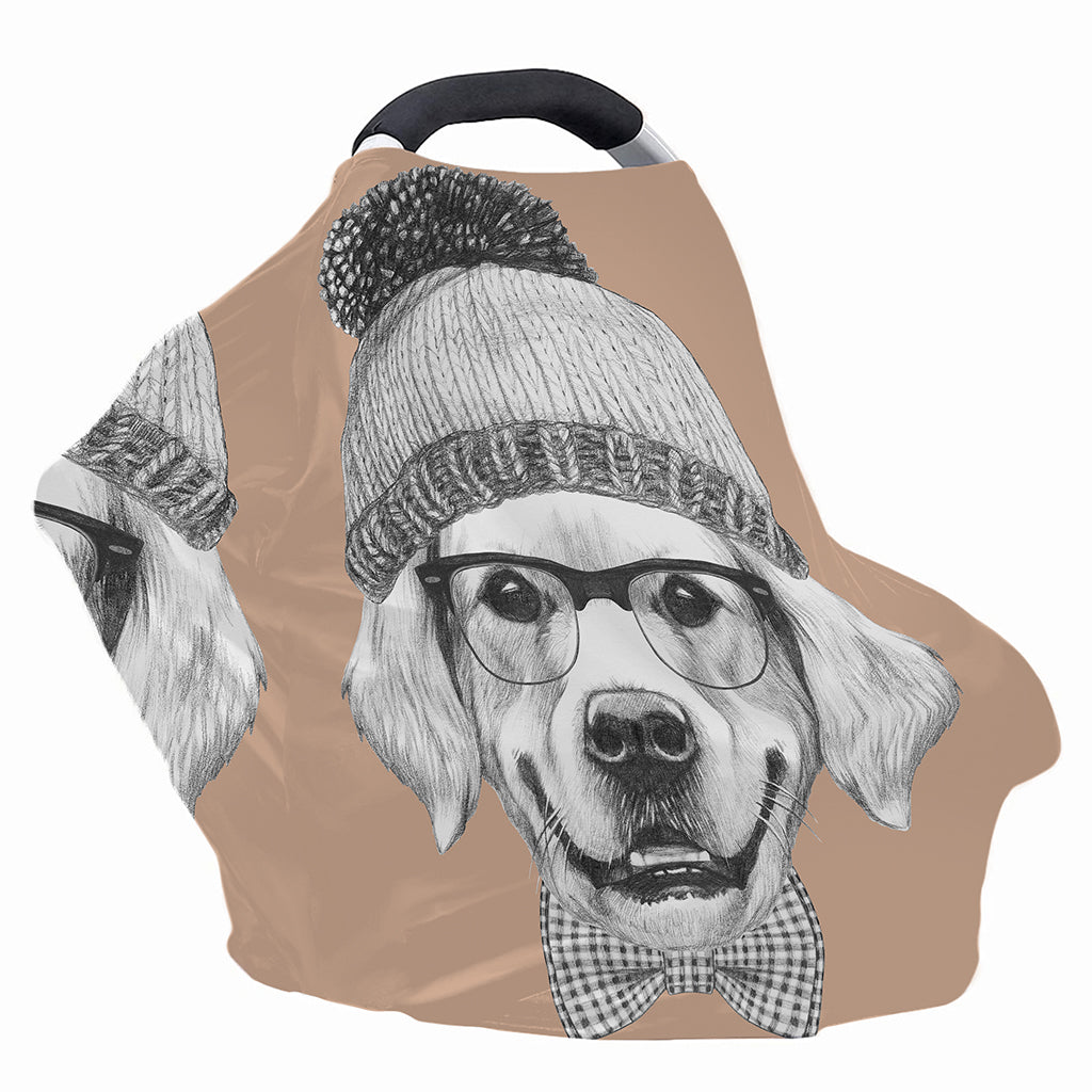 Hipster Golden Retriever Print Baby Seat Cover