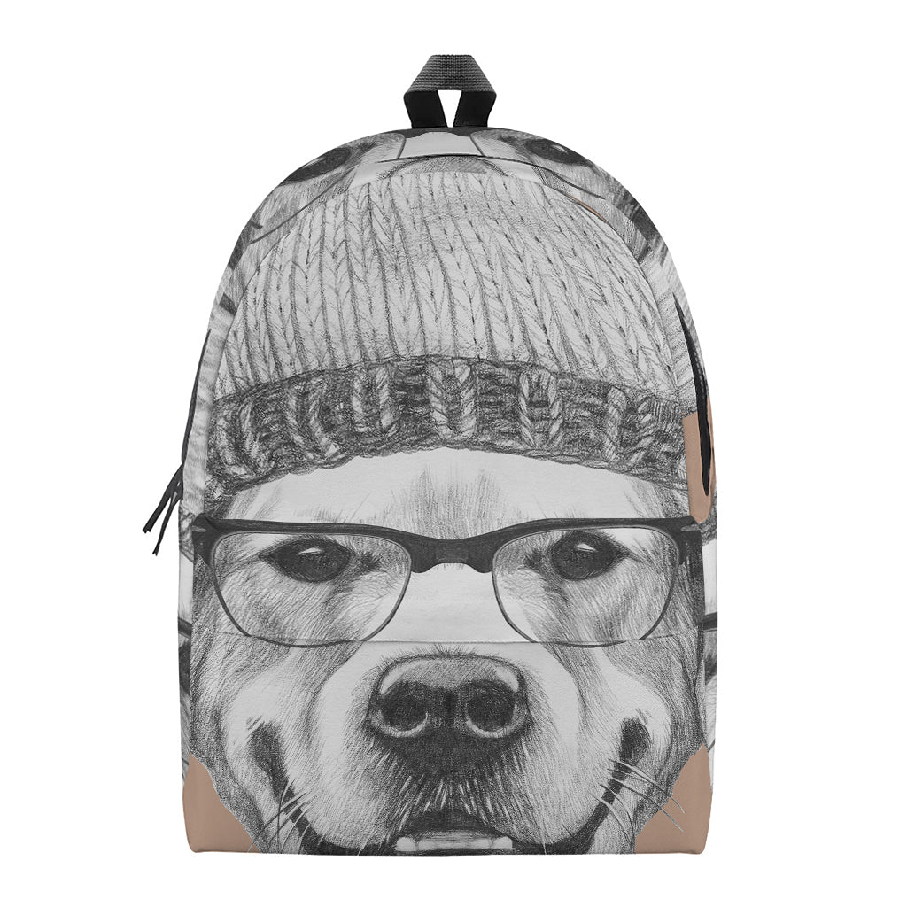 Hipster Golden Retriever Print Backpack