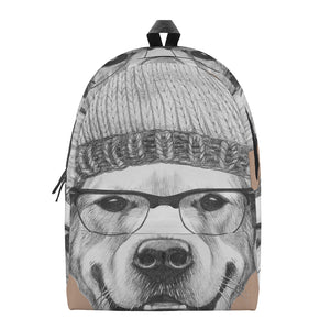 Hipster Golden Retriever Print Backpack