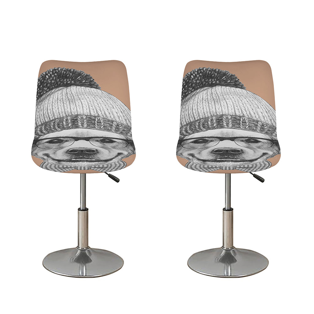 Hipster Golden Retriever Print Bar Stool Covers