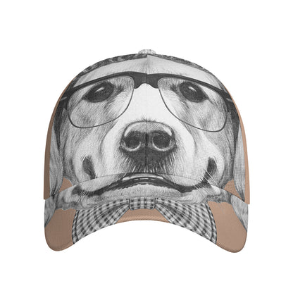 Hipster Golden Retriever Print Baseball Cap